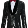 Men's Sequins Black Shiny Sparkly Glitter Blazer