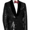 Men's Sequins Black Sparkly Glitter Blazer