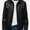 Men’s Sheepskin Black Leather Trucker Jacket