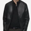 Men’s Stylish Black Leather Zip Up Jacket