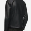 Men’s Stylish Black Leather Zip Up Jacket Back