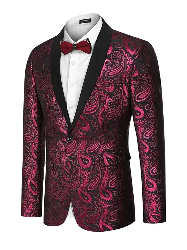 Mens Stylish Dragon Floral Blazer