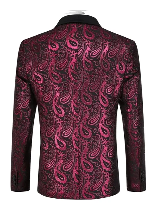 Men's Stylish Dragon Floral Blazer Back