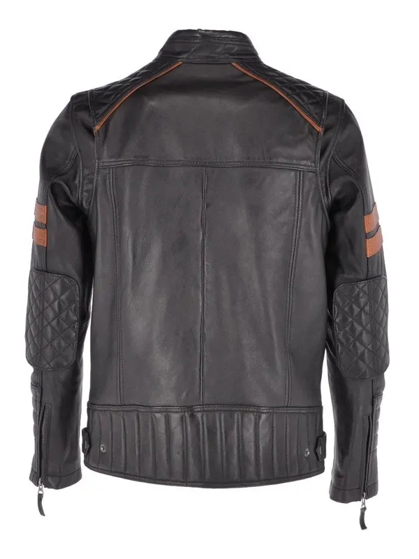 Nguyet Men’s Black Biker Leather Jacket Back