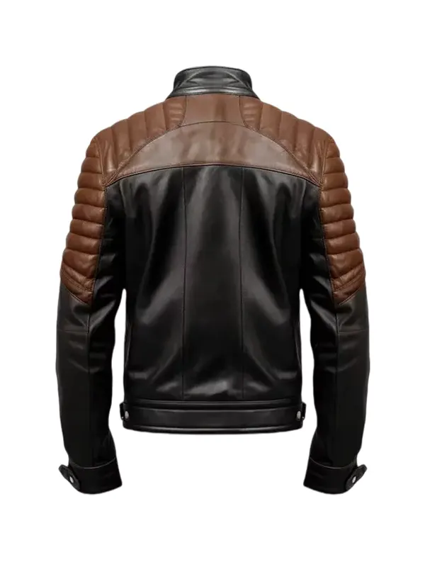 Rumford Men’s Black & Brown Moto Leather Jacket Back