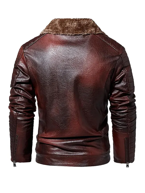 Willow Men’s Brown Moto Leather Jacket Back