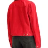 Women Casual Style Red Trucker Jacket Back