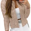 Women Open Front Jacket Party Sequin Blazer