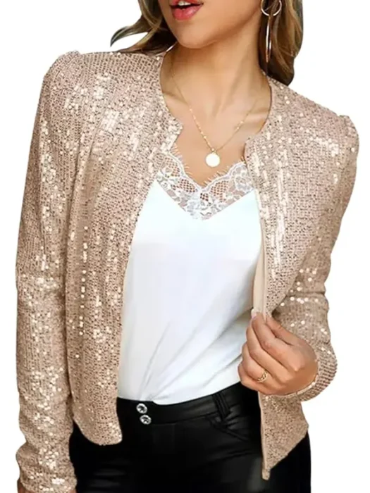 Women Open Front Jacket Party Sequin Blazer Back