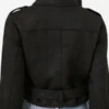 Women’s Black Cropped Suede Leather Moto Jacket Back