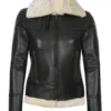 Womens Black Leather Shearling Jacket