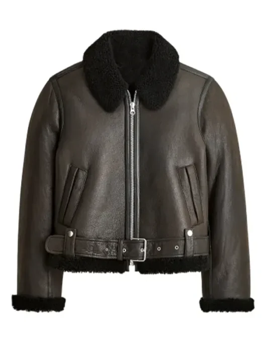 Womens Black Shearling Bomber Jacket