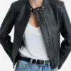 Women’s Black Zippered Biker Leather Jacket