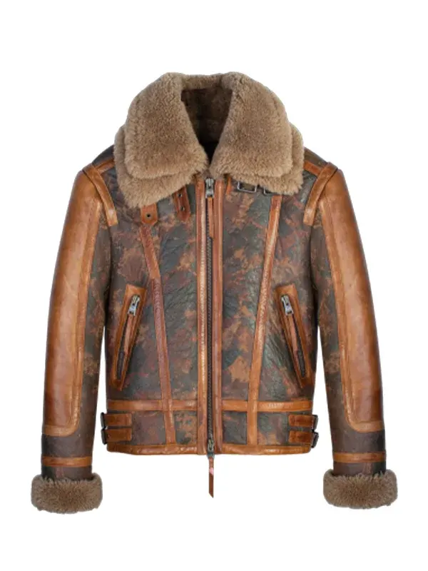 Womens Vintage Leather Shearling Jacket