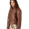 Belted Faux Leather Moto Jacket