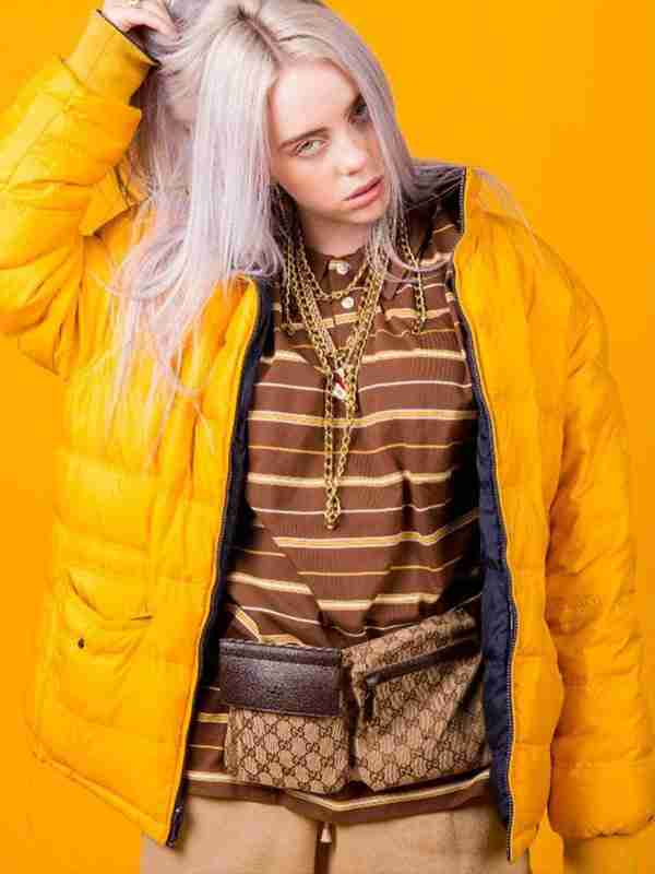 Billie Eilish Ocean Eyes Bomber Yellow Quilted Puffer Jacket