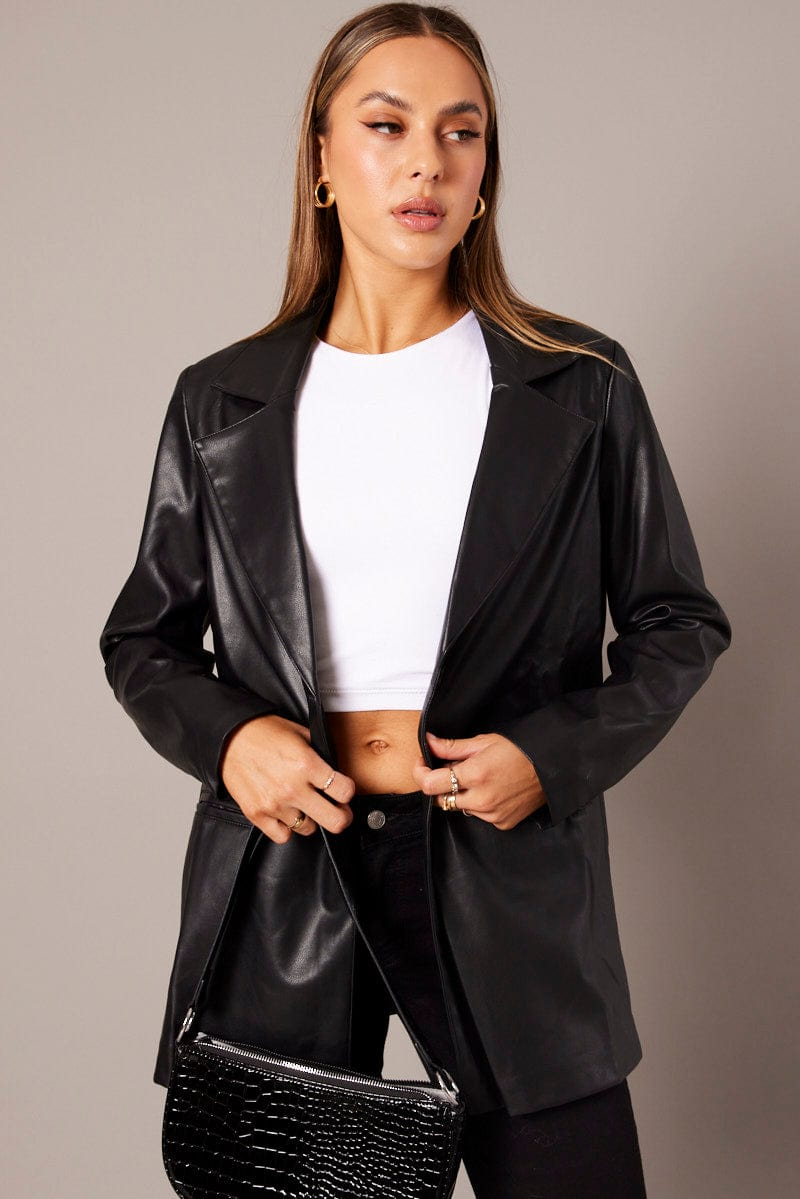 Black Jacket Faux Leather Jacket