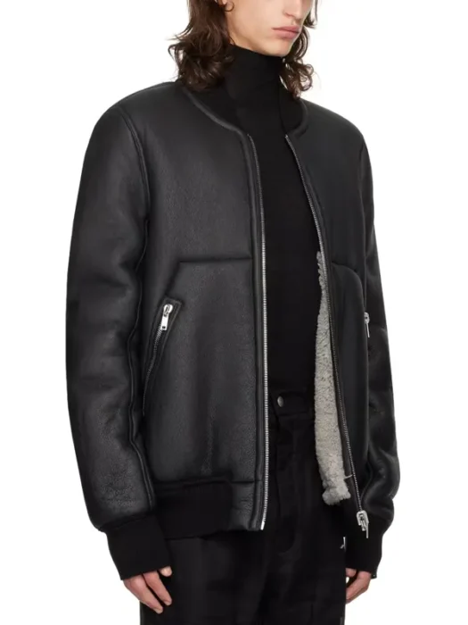 Black & Off-White Porterville Classic Flight Leather Jacket