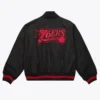 Black Philadelphia 76ers Satin Full-Zip Jacket Back