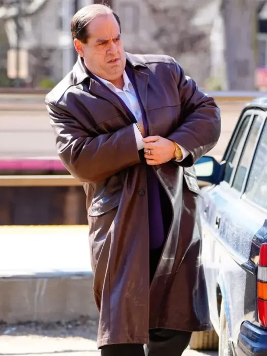 Colin Farrell The Penguin Oz Cobb Brown Leather Coat