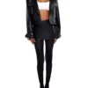 Cropped Faux Leather Jacket