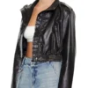 Cropped Faux Leather Moto Jacket