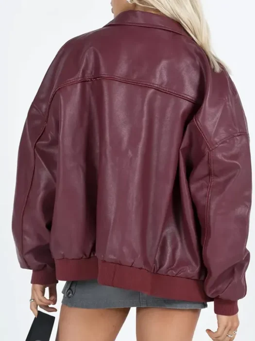 Daddy Issues Aimee Lou Wood Bomber Leather Jacket Back