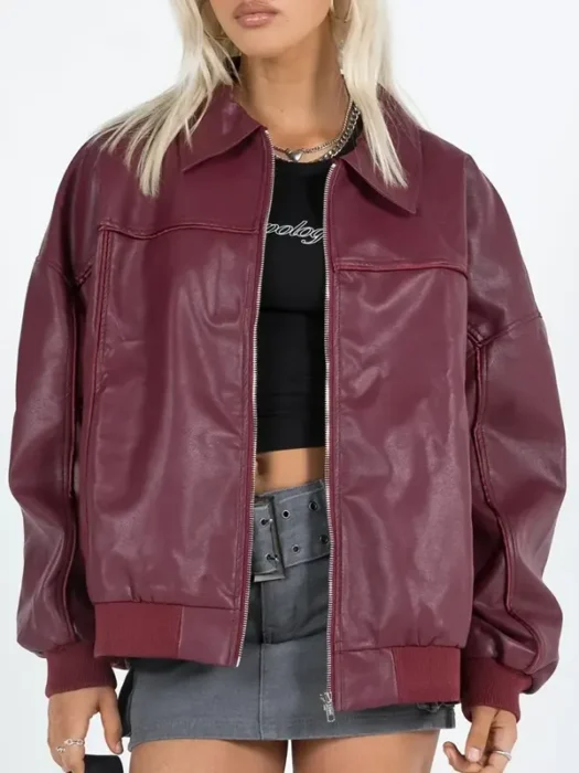 Daddy Issues Aimee Lou Wood Leather Bomber Jacket