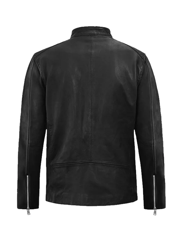 Dune Drifter Black Biker Leather Jacket Back