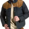 English Teacher Evan Marquez Blue Puffer Jacket