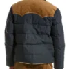 English Teacher Evan Marquez Blue Puffer Jacket Back