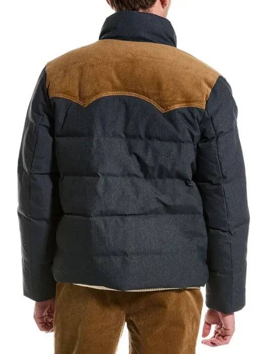 English Teacher Evan Marquez Blue Puffer Jacket Back