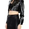 Faux Patent Leather Moto Jacket