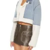 Faux Shearling Denim Moto Jacket