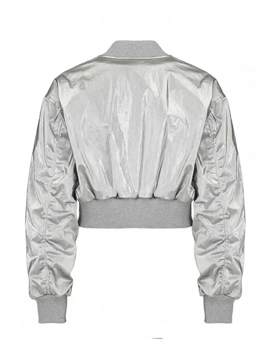 Geek Girl Daisy Jelley Silver Bomber Jacket Back