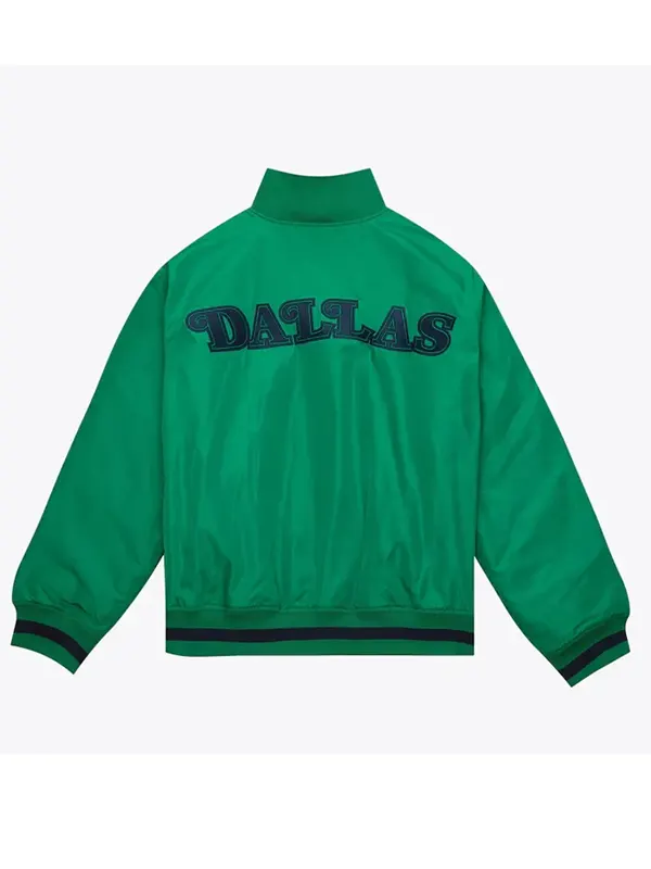 Green Dallas Mavericks Satin Full-Zip Jacket Back