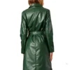 Green Trench Faux Leather Coat Back