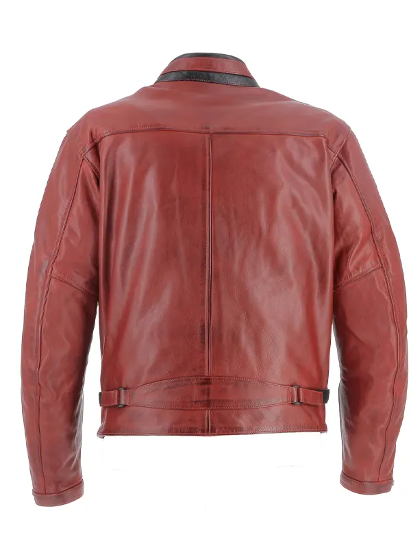 Helstons Ace 10 Years Red Leather Jacket Back