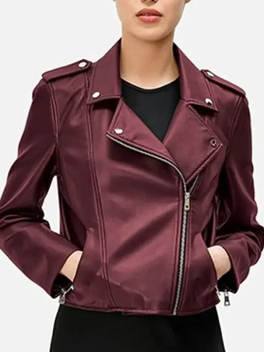 Kold X Windy Sh’Kia Maroon Leather Jacket