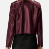 Kold X Windy Sh’Kia Maroon Leather Jacket Back