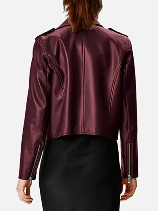 Kold X Windy Sh’Kia Maroon Leather Jacket Back