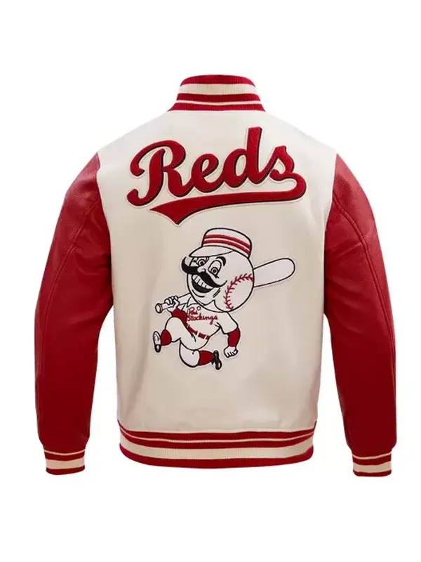 LETTERMEN CINCINNATI REDS RETRO CLASSIC WOOL & LEATHER VARSITY JACKET Back