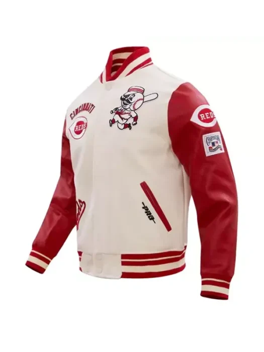 LETTERMEN CINCINNATI REDS RETRO LEATHER VARSITY JACKET