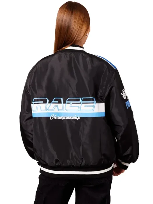 Long Sleeve Zip Thru Champions Print Black Jacket Back