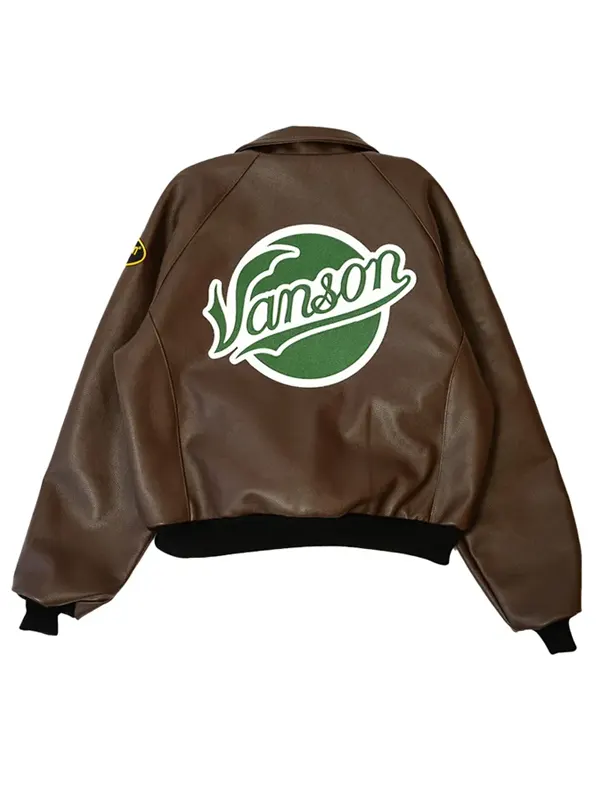 Los Bronx Baseball Vanson Brown Leather Jacket Back