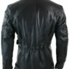 Men Biker Style Black Leather Long Jacket