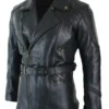 Men Biker Style Leather Long Jacket