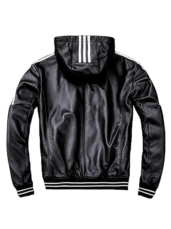 Men Casual Style Black Bomber Jacket with Hood