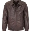 Men Classic Brown Nubuck Bomber Jacket