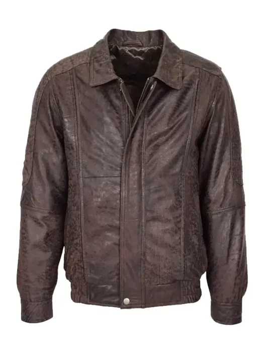 Men Classic Brown Nubuck Bomber Jacket